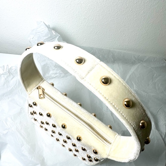 Anthropologie Studded Velvet Shoulder Bag in White NWT - Picture 12 of 14